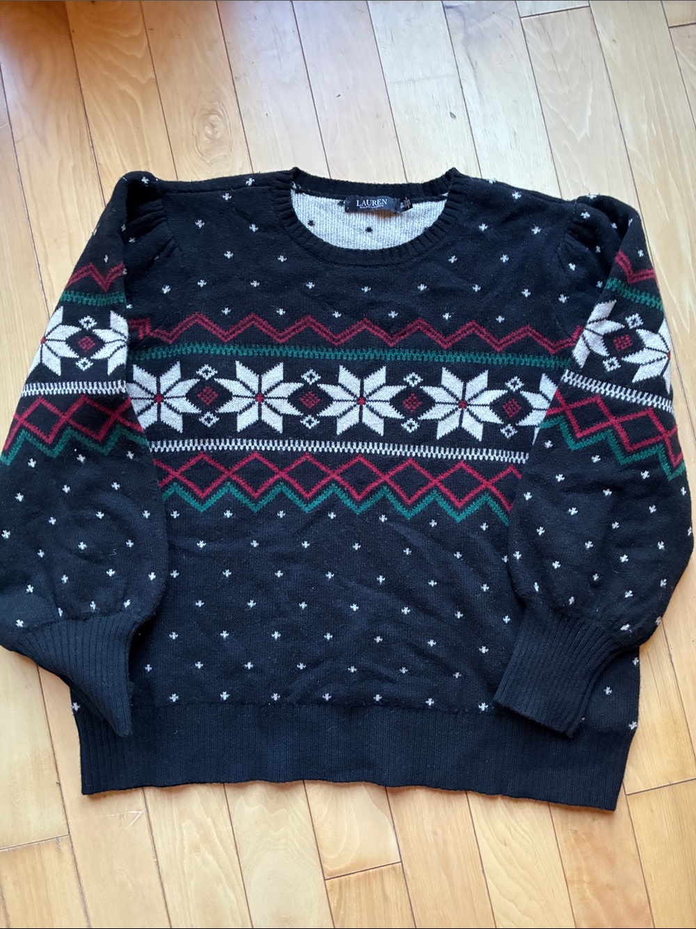 Lauren Ralph Lauren black label puff sleeve fairisle sweater